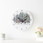 Schnee durch den Schnee stürzen - Laufende Pferde Große Wanduhr (Zuhause)