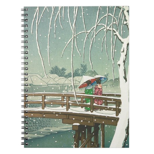 Schnee Edo-Fluss Hasui Kawase an der Notizblock (Vorderseite)