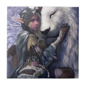 Schnee+Elf+Mädchen+mit+Löwe Fliese (Vorderseite)