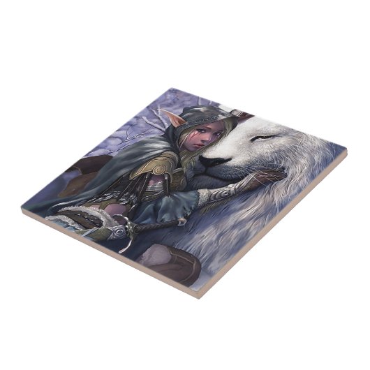 Schnee+Elf+Mädchen+mit+Löwe Fliese (Seite)