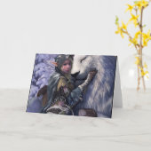 Schnee+Elf+Mädchen+mit+Löwe Karte (Gelbe Blume)