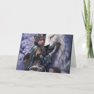 Schnee+Elf+Mädchen+mit+Löwe Karte
