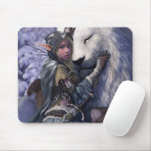 Schnee+Elf+Mädchen+mit+Löwe Mousepad (Mit Mouse)