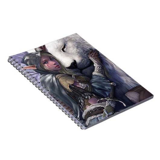 Schnee+Elf+Mädchen+mit+Löwe Notizblock (Rechte Seite)