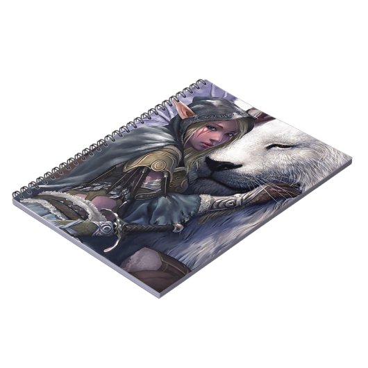 Schnee+Elf+Mädchen+mit+Löwe Notizblock (Linke Seite)