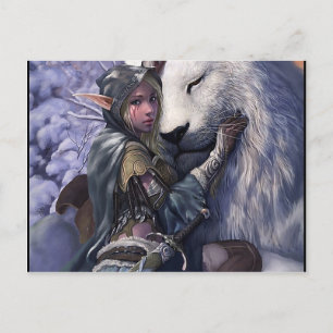 Schnee+Elf+Mädchen+mit+Löwe Postkarte