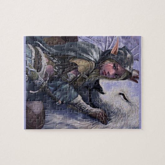 Schnee+Elf+Mädchen+mit+Löwe Puzzle (Horizontal)