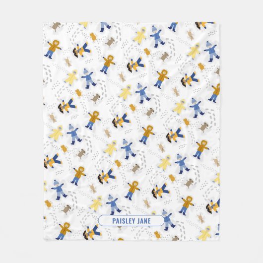 Schnee-Engel-Kinder mit Namen Fleecedecke (Vorderseite)