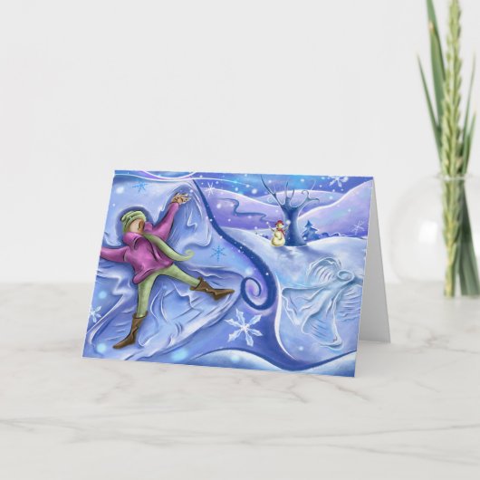Schnee-Engels-Weihnachtskarte Feiertagskarte (Vorderseite)