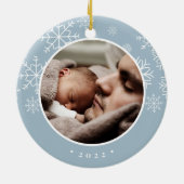 Schnee | Erstes Weihnachtsfest des Kindes Keramikornament (Hinten)