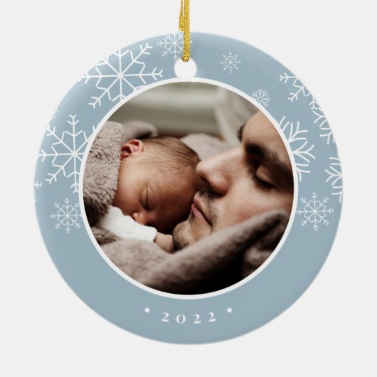 Schnee | Erstes Weihnachtsfest des Kindes Keramikornament (Hinten)