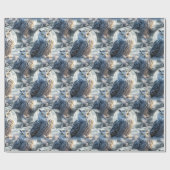 Schnee-Eule im winterlichen Mondlicht Geschenkpapier (Flach)