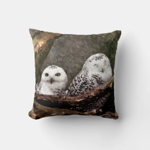 Schnee-Eulen-Paar-Wald-Wildtier-Kunst Kissen