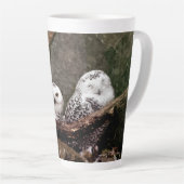 Schnee-Eulen-Paar-Wald-Wildtier-Kunst Milchtasse (Rechte Ecke)