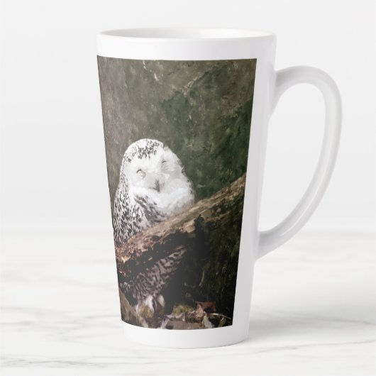 Schnee-Eulen-Paar-Wald-Wildtier-Kunst Milchtasse (Rechts)