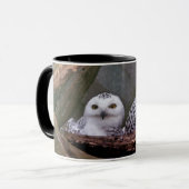 Schnee-Eulen-Paar-Wald-Wildtier-Kunst Tasse (Vorderseite Links)