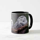 Schnee-Eulen-Paar-Wald-Wildtier-Kunst Tasse (VorderseiteRechts)