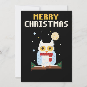 Schnee-Eulen-Pixel-Art-Weihnachtskarte Feiertagskarte