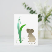 Schnee fallen Blume und Niedliche Maus Postkarte (Stehend Vorderseite)