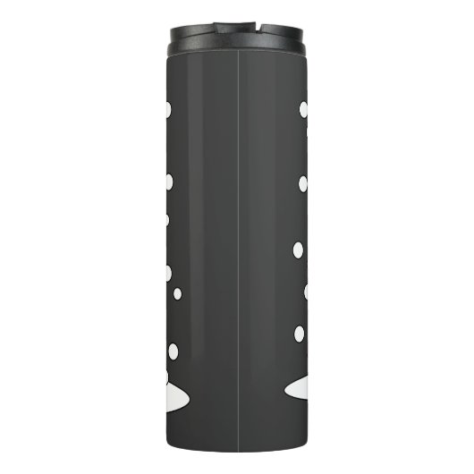 Schnee fällt auf Kardinal, Schneemann und Pine Tre Thermosbecher (Rückseite)