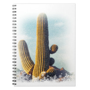 Schnee fällt auf Saguaro Notizblock