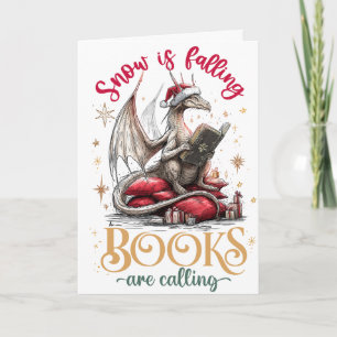 Schnee fällt, Bücher rufen  Feiertagskarte