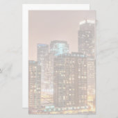 Schnee fällt über Skyline am Abend in Chicago Briefpapier (Vorne/Hinten)
