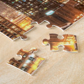 Schnee fällt über Skyline am Abend in Chicago Puzzle (Seite)