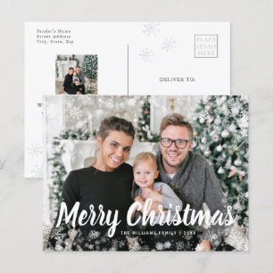 Schnee-Foto-Weihnachts-Postkarte Postkarte