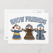 Schnee-Freund-Schneemänner Postkarte (Vorne/Hinten)