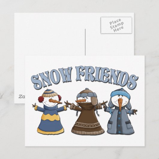 Schnee-Freund-Schneemänner Postkarte (Vorne/Hinten)