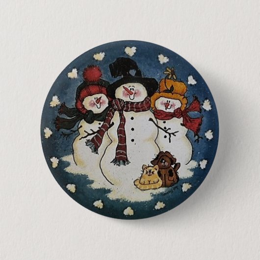 Schnee-Freundesnowman-Knopf-Button Button (Vorderseite)
