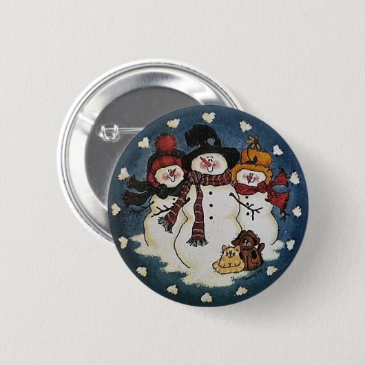Schnee-Freundesnowman-Knopf-Button Button (Vorne & Hinten)