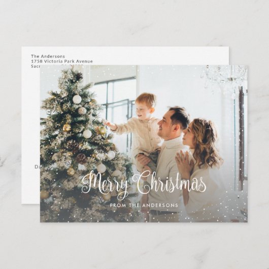 Schnee Frohe Weihnachten 2 Foto Postkarten (Vorne/Hinten)