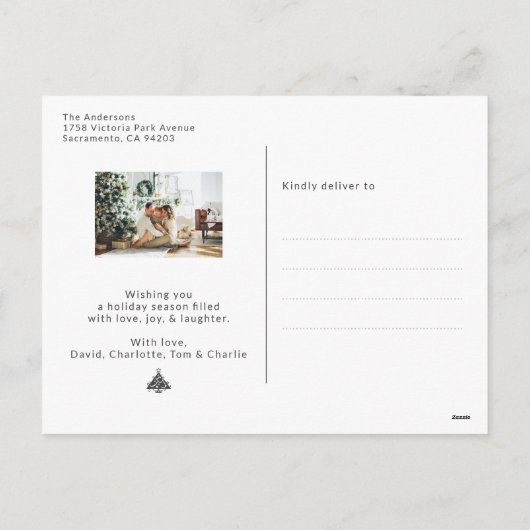 Schnee Frohe Weihnachten 2 Foto Postkarten (Rückseite)