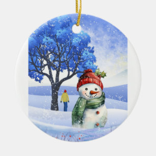 SCHNEE FUN AN EINEM WINTERTAG KERAMIK ORNAMENT