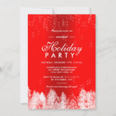 Schnee funkelt rot metallische Winterurlaub Einladung (Vorderseite)