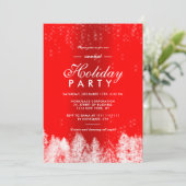 Schnee funkelt rot metallische Winterurlaub Einladung (Stehend Vorderseite)