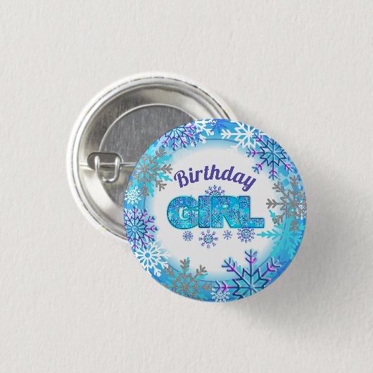 Schnee Geburtstag gefrorenes Shirt Button (Vorne & Hinten)