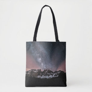 SCHNEE GEDECKTER BERG UNTER STARRY NACHT TASCHE