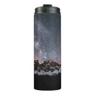 SCHNEE GEDECKTER BERG UNTER STARRY NACHT THERMOSBECHER