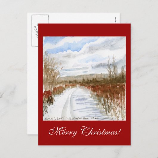 Schnee gefüllte Feldwinterlandschaft Feiertagspostkarte (Vorne/Hinten)