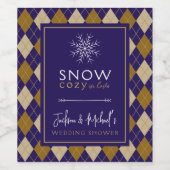 Schnee gemütlich in der Liebe Raute Navy Polterabe Weinetikett (Einzelnes Label)