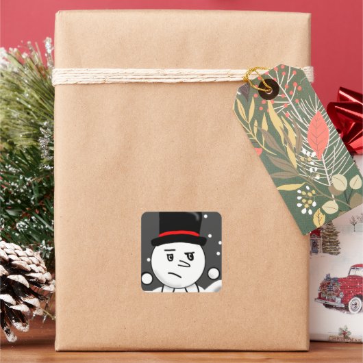 Schnee Gezeichnet Hank Sticker! Quadratischer Aufkleber (Feiertag)