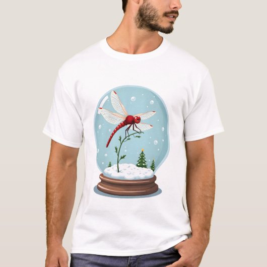 Schnee-Glaskugel-Libelle T-Shirt (Vorderseite)