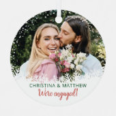 Schnee Glitzer Kariert Erstes Weihnachtsfest Verlo Ornament Aus Metall (Vorderseite)