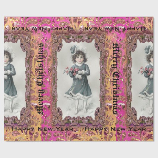 Schnee-glückliches Mädchen viktorianisches IV Geschenkpapier (Flach)