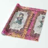 Schnee-glückliches Mädchen viktorianisches IV Geschenkpapier (Ungerollt)