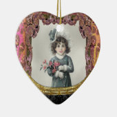 Schnee-glückliches Mädchen viktorianisches IV Keramikornament (Rechts)