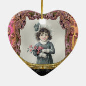 Schnee-glückliches Mädchen viktorianisches IV Keramikornament (Hinten)